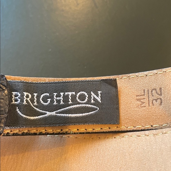 BRIGHTON Classics Reptile Leather Belt Black Gold Buckle Sz M/L 32 Vintage 4B614 - Picture 3 of 7